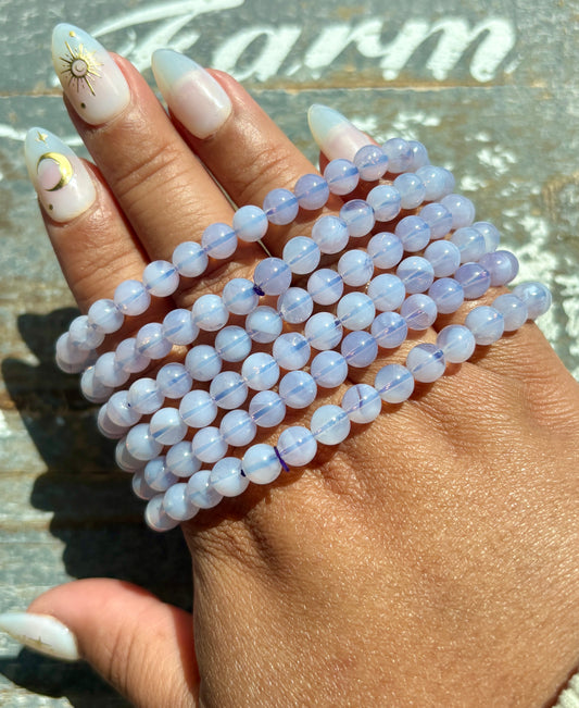 One (1) Lavender Moon Quartz Bracelet | Wrist Size: 6.5-6.75" | 6mm