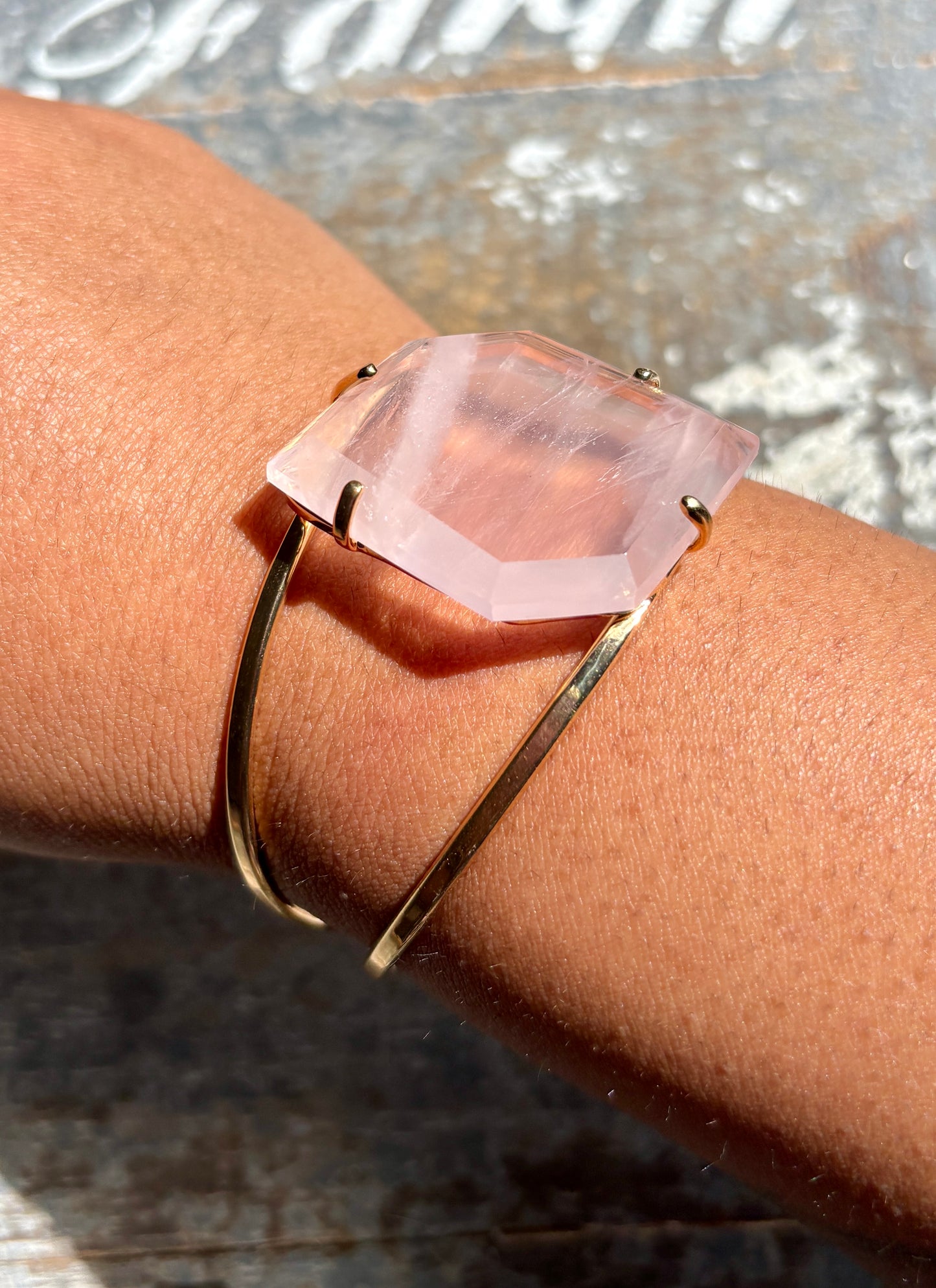 Gorgeous Rose Quartz Adjustable Bangle