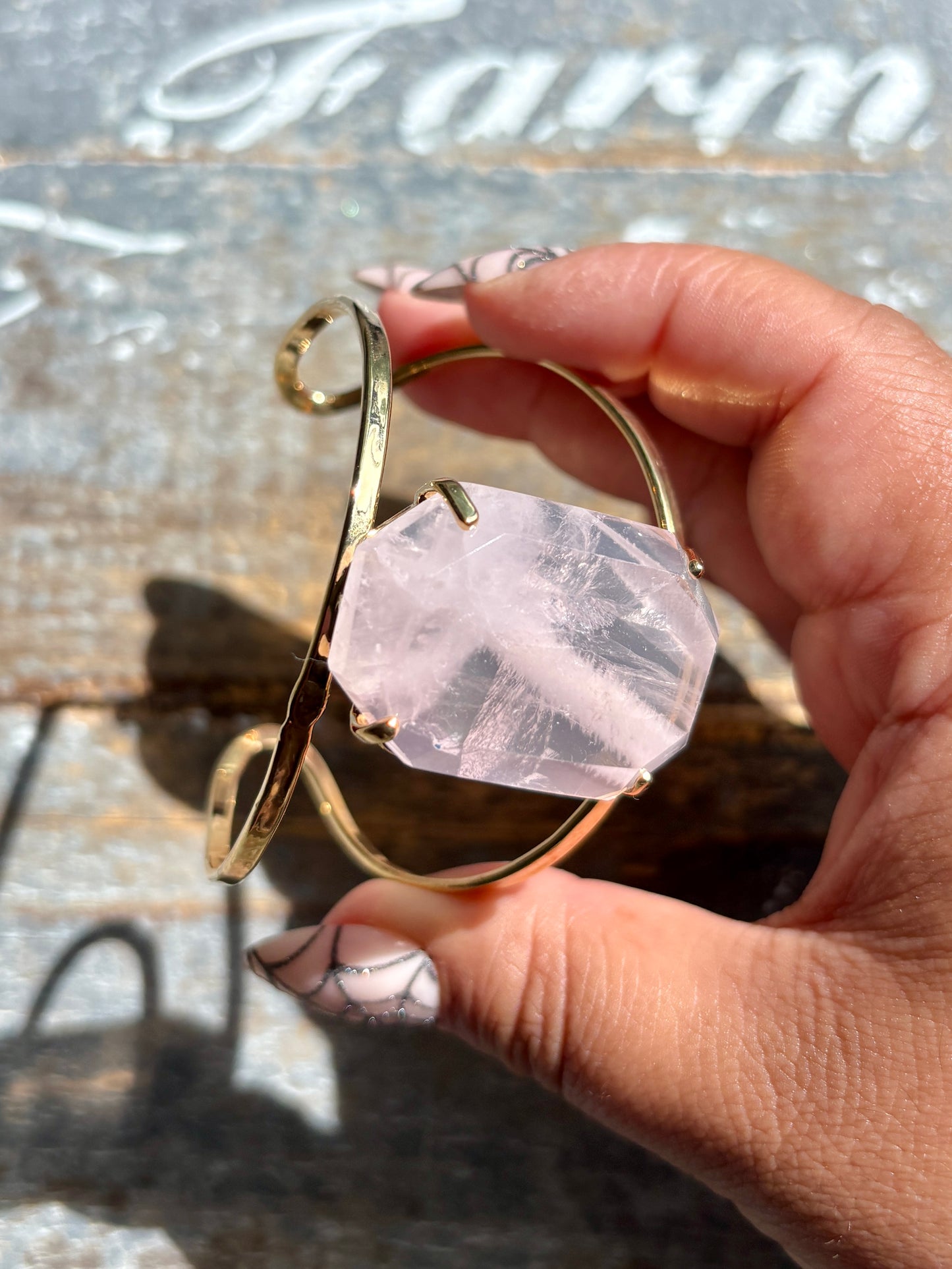 Gorgeous Rose Quartz Adjustable Bangle