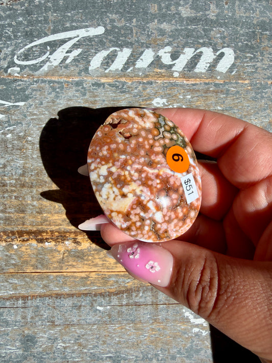 Gorgeous Authentic Ocean Jasper Palm Stone | Opt 6
