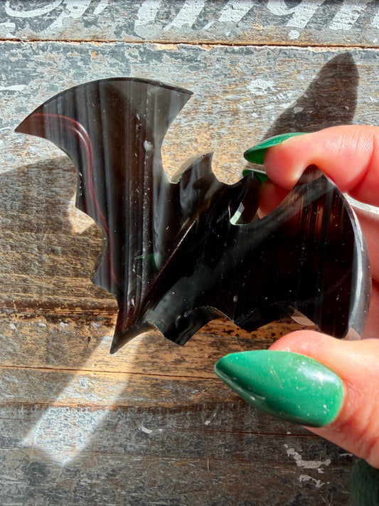 Spooky Midnight Lace Obsidian Bat | Opt D