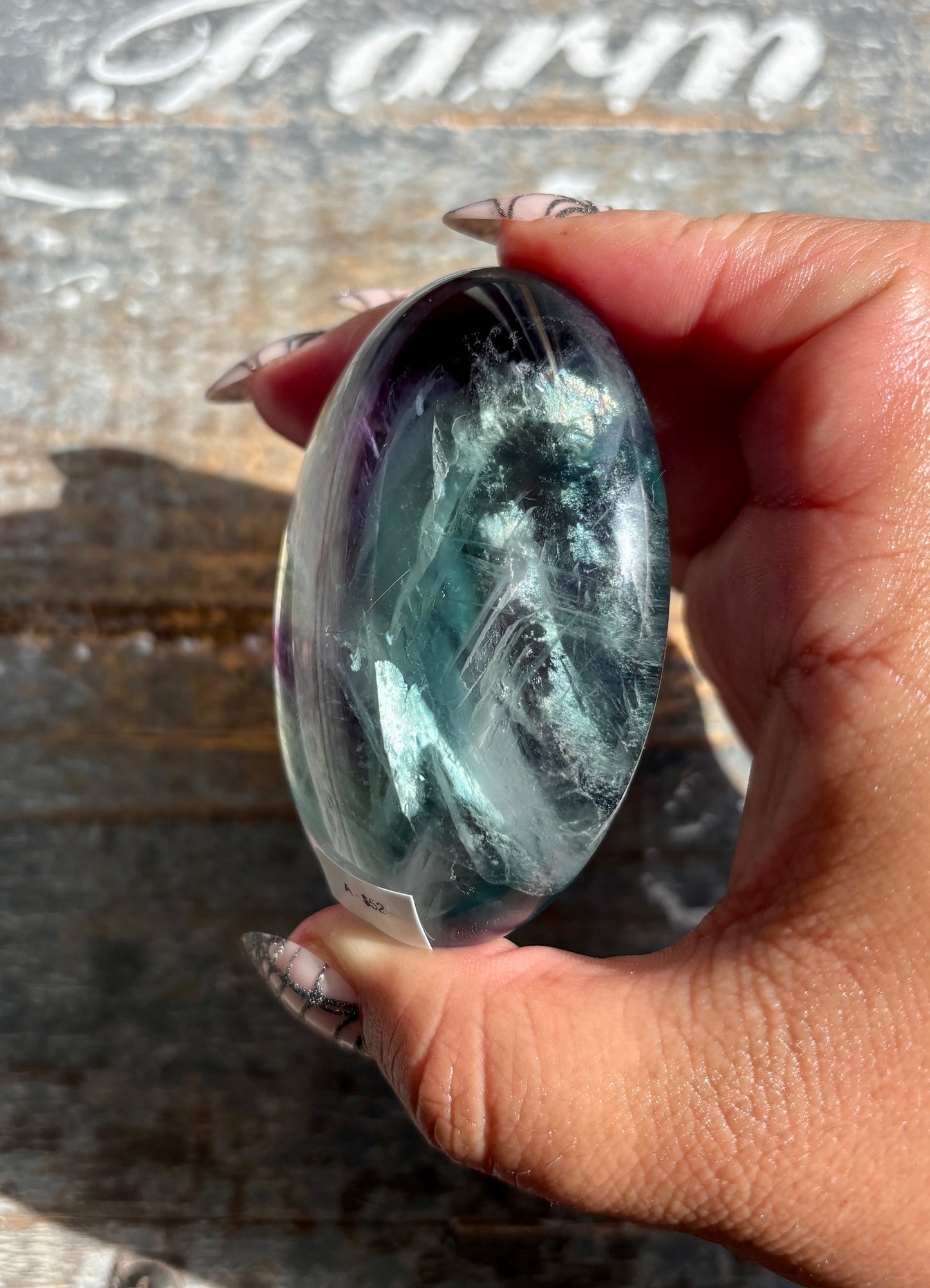 Gorgeous High Quality Rainbow Fluorite Palm Stone | Opt A