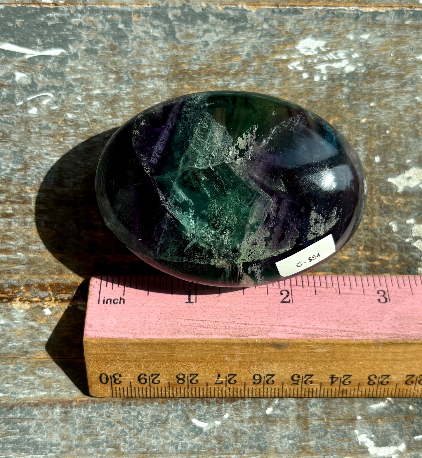 Gorgeous High Quality Rainbow Fluorite Palm Stone | Opt C