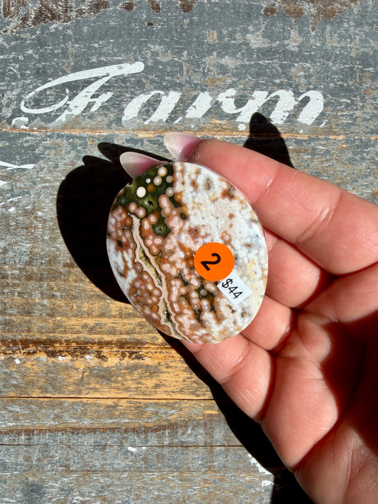 Gorgeous Authentic Ocean Jasper Palm Stone | Opt 2