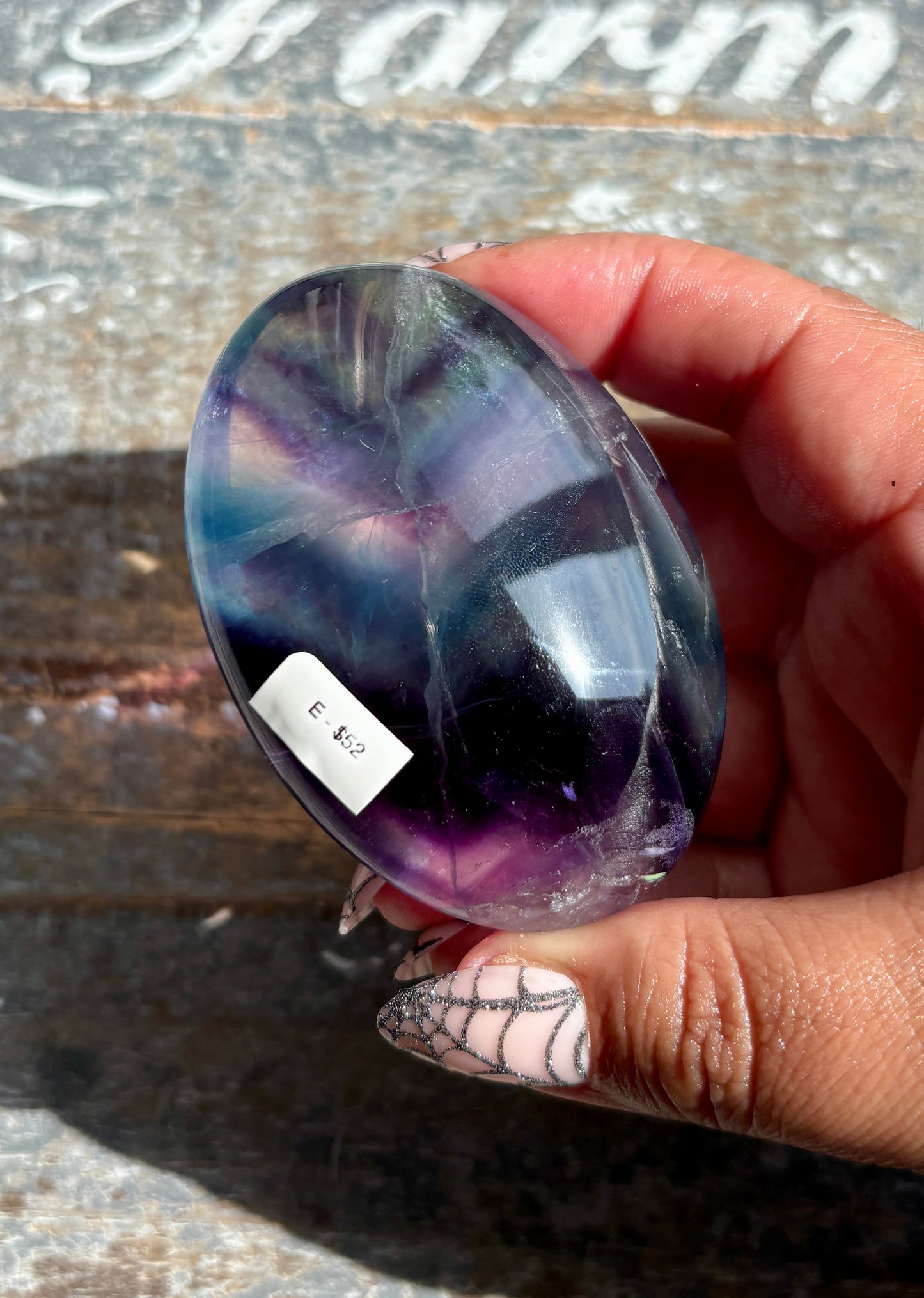 Gorgeous High Quality Rainbow Fluorite Palm Stone | Opt E