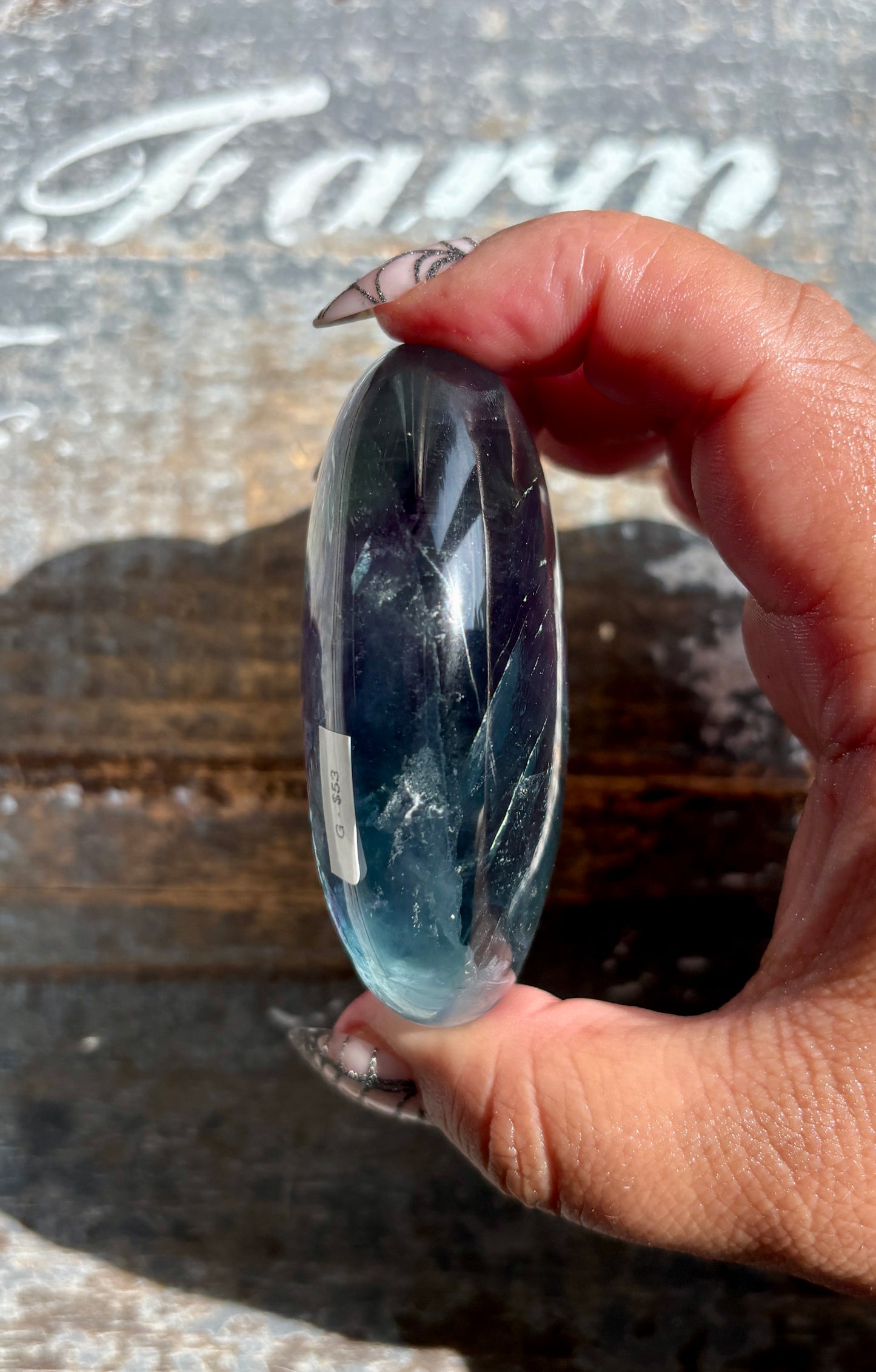 Gorgeous High Quality Rainbow Fluorite Palm Stone | Opt G