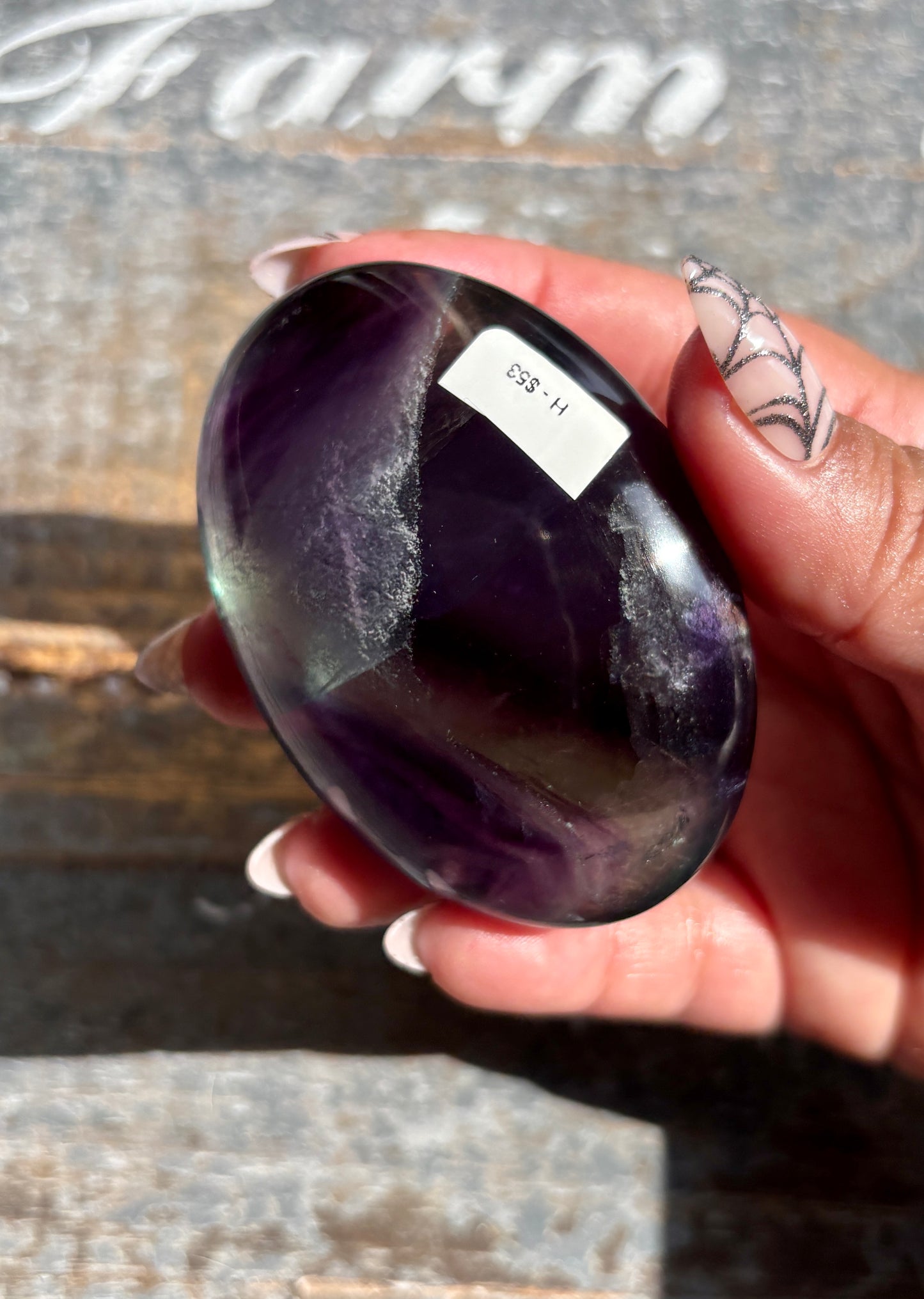 Gorgeous High Quality Rainbow Fluorite Palm Stone | Opt H
