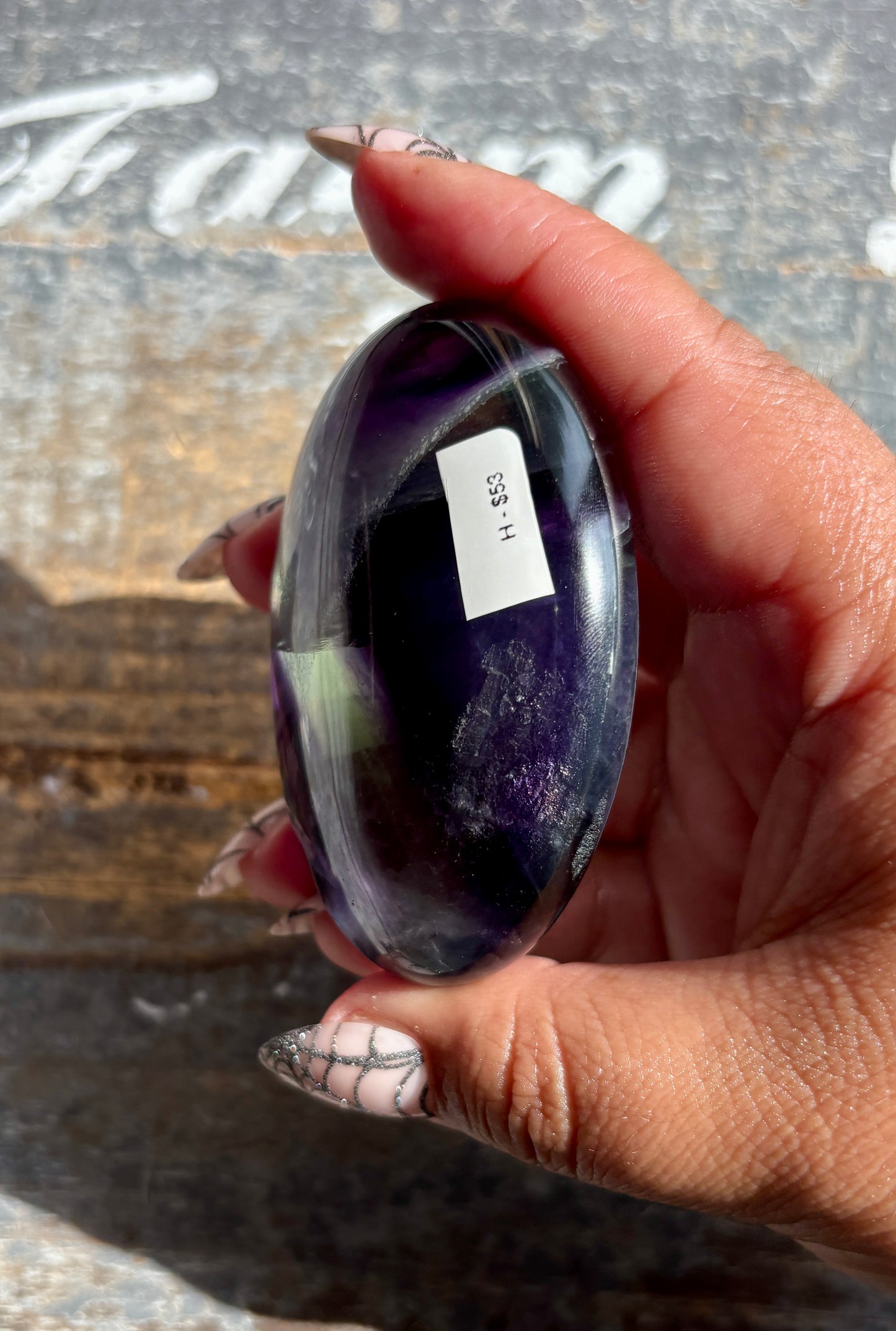 Gorgeous High Quality Rainbow Fluorite Palm Stone | Opt H