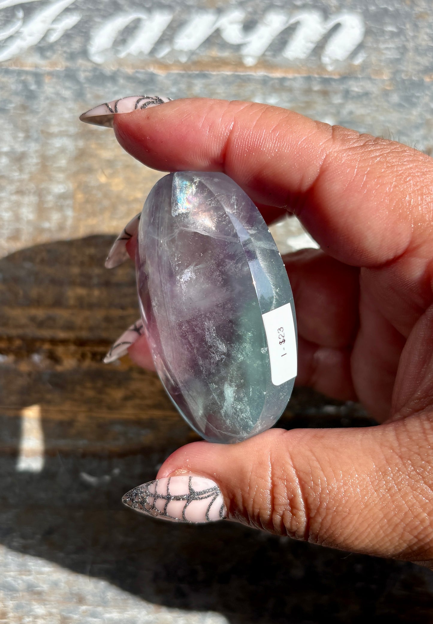 Gorgeous High Quality Rainbow Fluorite Palm Stone | Opt I