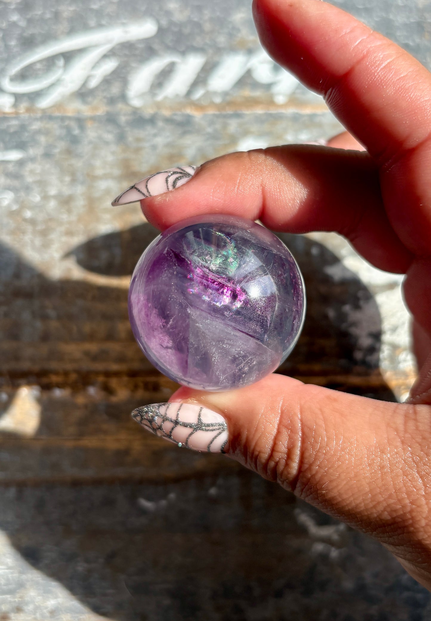 Gorgeous High Quality Rainbow Fluorite Sphere | Opt C