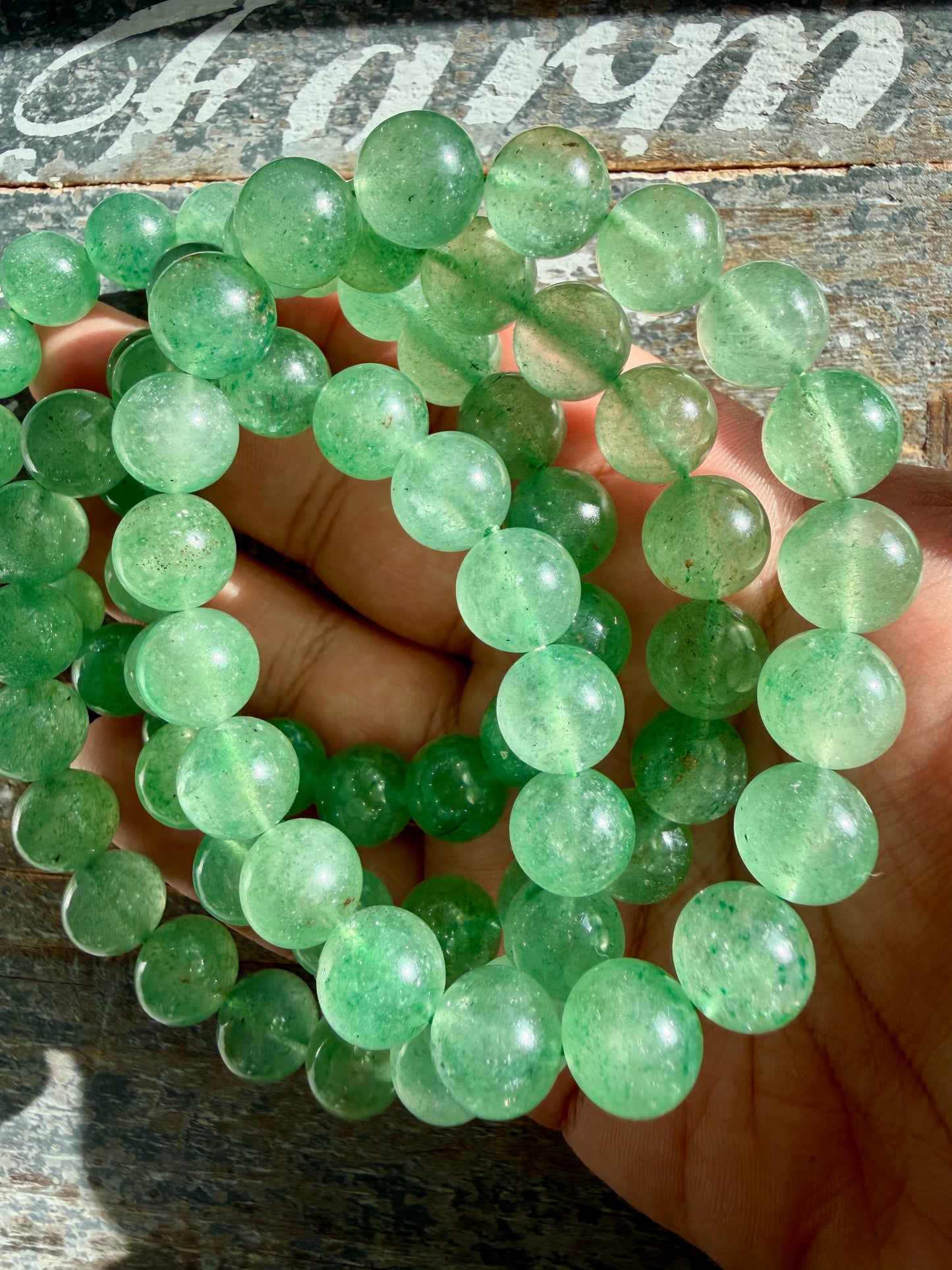 One (1) Green Strawberry Quartz Bracelet | Wrist: 6.75-7" | 10mm