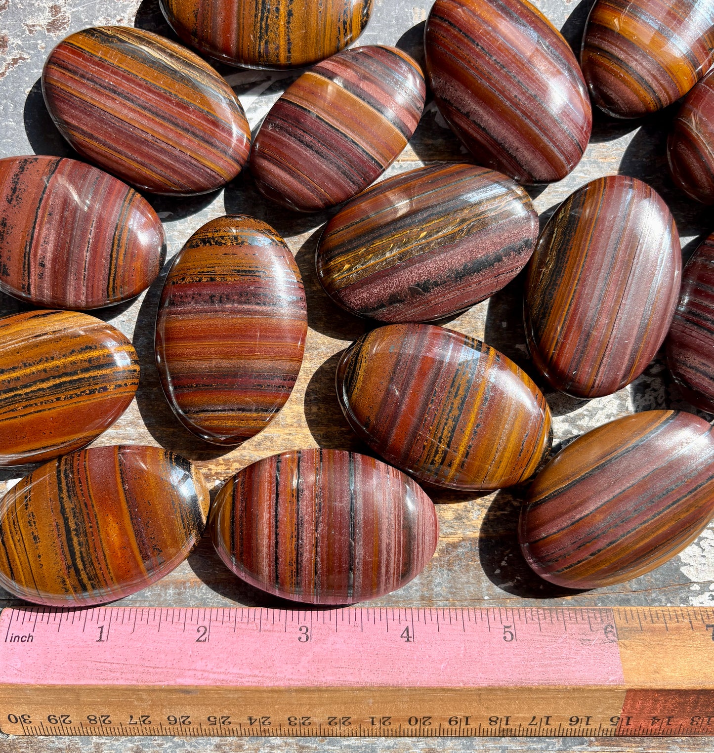 One (1) Tiger Iron Stone Palm Stone | Intuitively Chosen