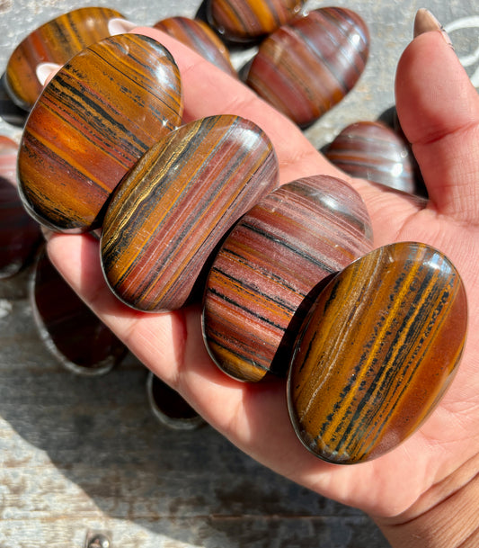 One (1) Tiger Iron Stone Palm Stone | Intuitively Chosen