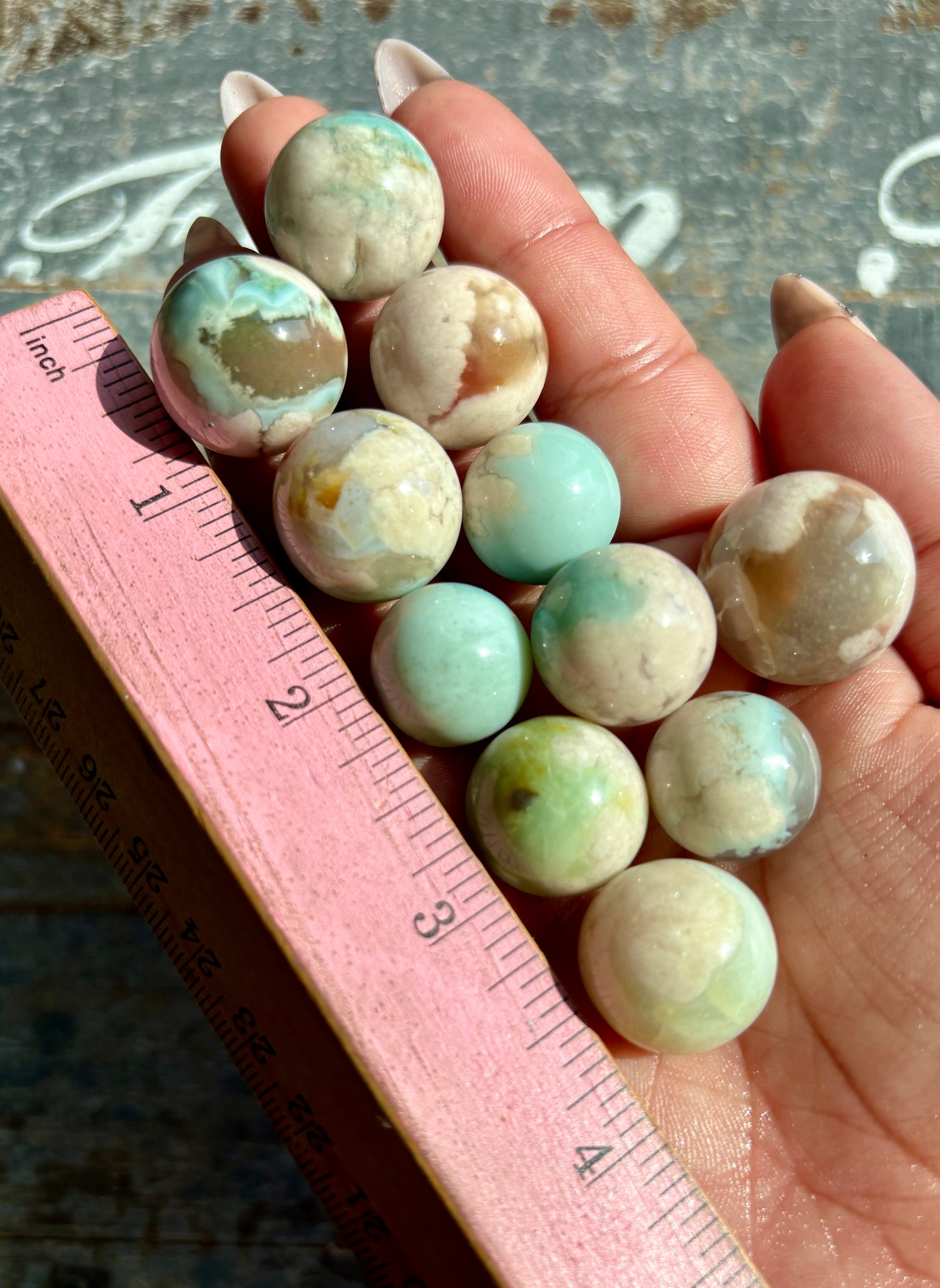 One (1) Green Flower Agate Mini Sphere | Intuitively Chosen
