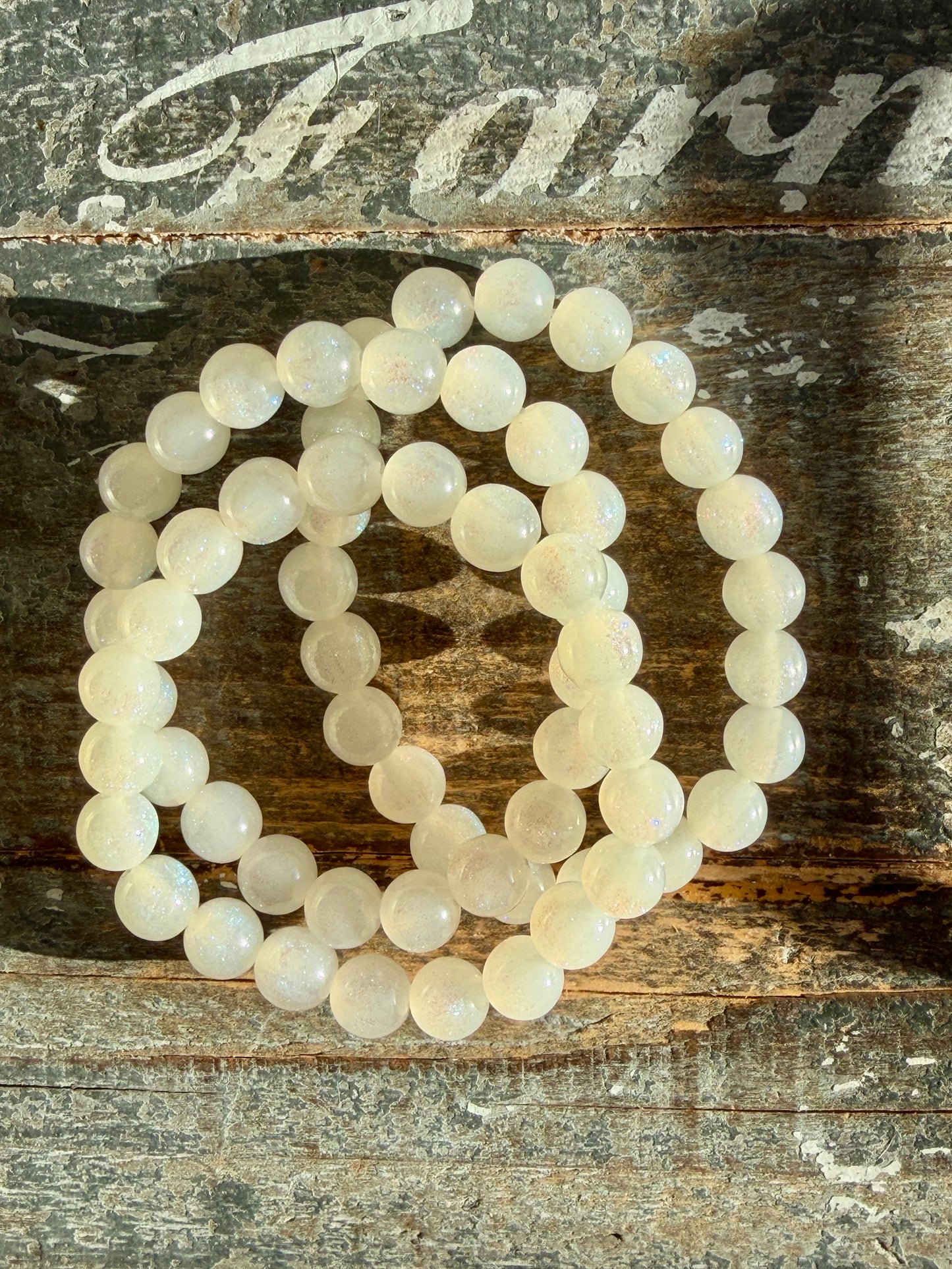 One (1) Sparkly White Acrylic Beads (man made) Fun For Kids | Wrist Size: 7" | 10mm