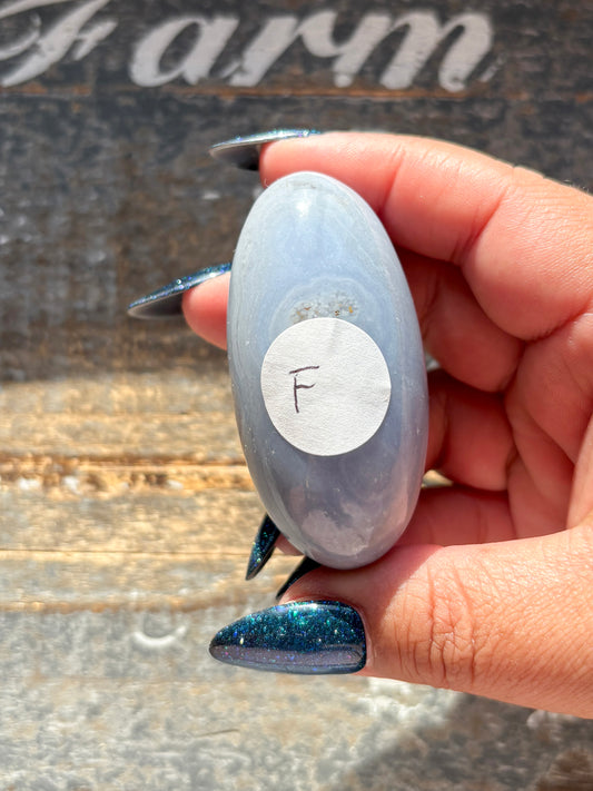 Gorgeous Blue Lace Agate Goddess Egg Hand Carved in India | F