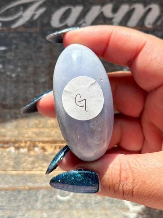 Gorgeous Blue Lace Agate Goddess Egg Hand Carved in India | G