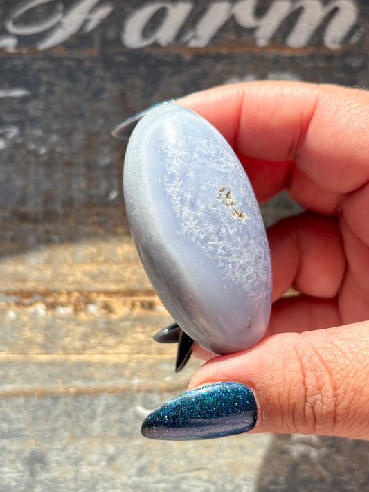 Gorgeous Blue Lace Agate Goddess Egg Hand Carved in India | G