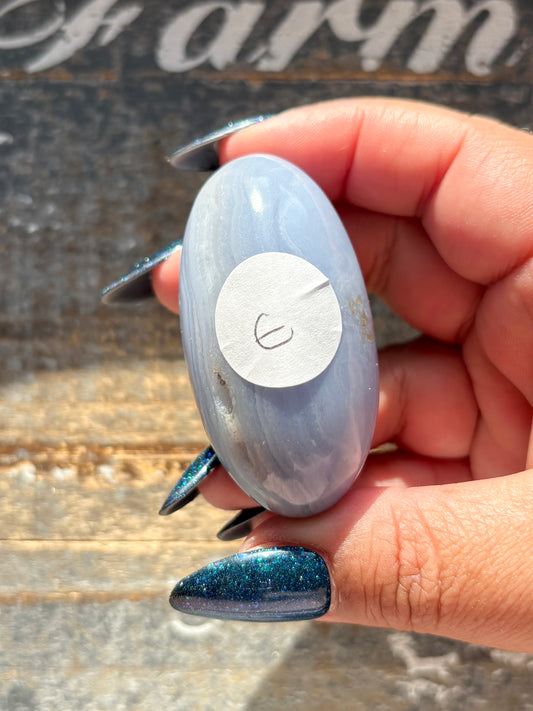 Gorgeous Blue Lace Agate Goddess Egg Hand Carved in India | E