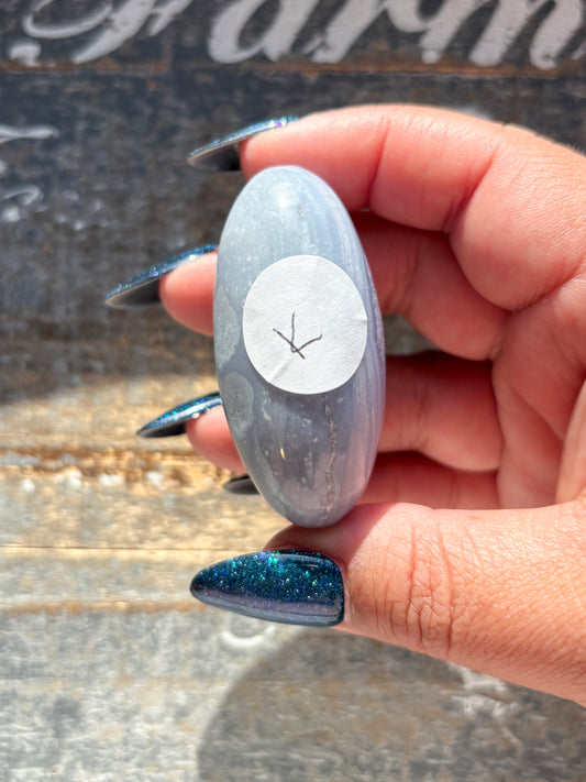 Gorgeous Blue Lace Agate Goddess Egg Hand Carved in India | K