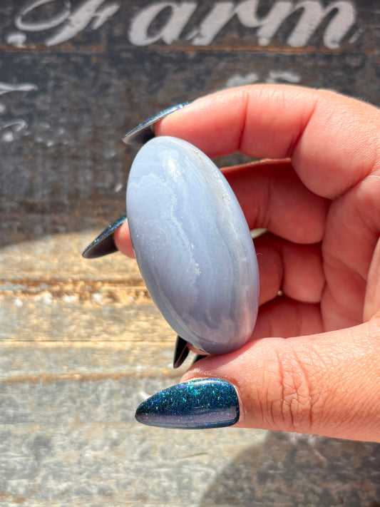 Gorgeous Blue Lace Agate Goddess Egg Hand Carved in India | i