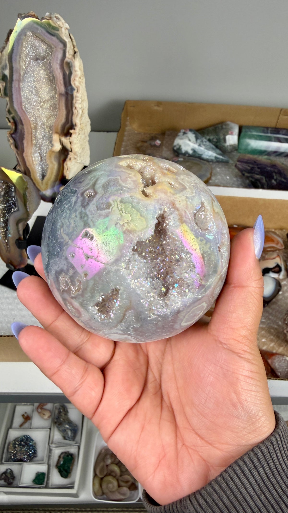 Gorgeous Aura Pink Amethyst Sphere with Druzy | Brazil | Opt 41
