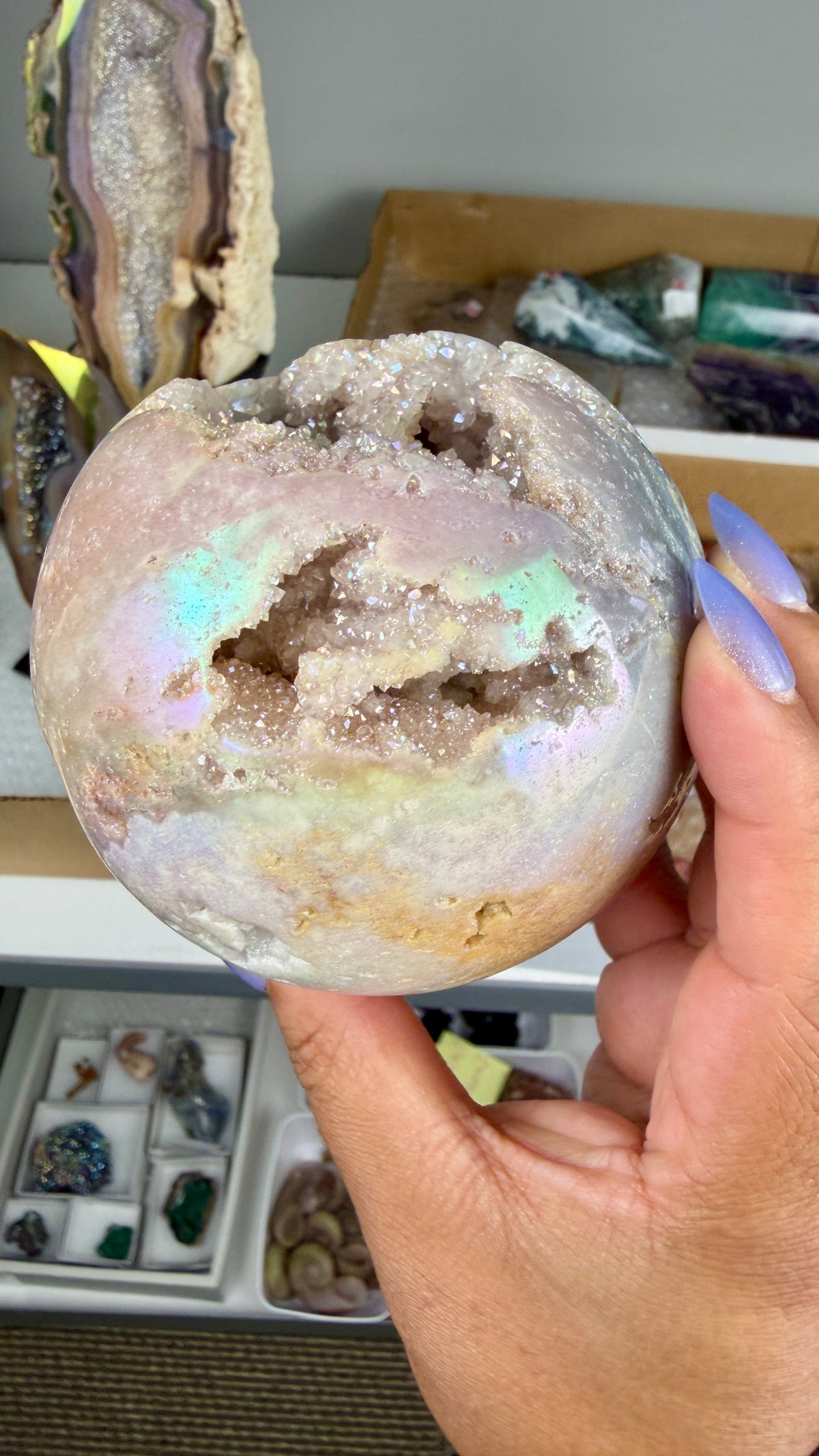 Gorgeous Aura Pink Amethyst Sphere with Druzy | Brazil | Opt 40