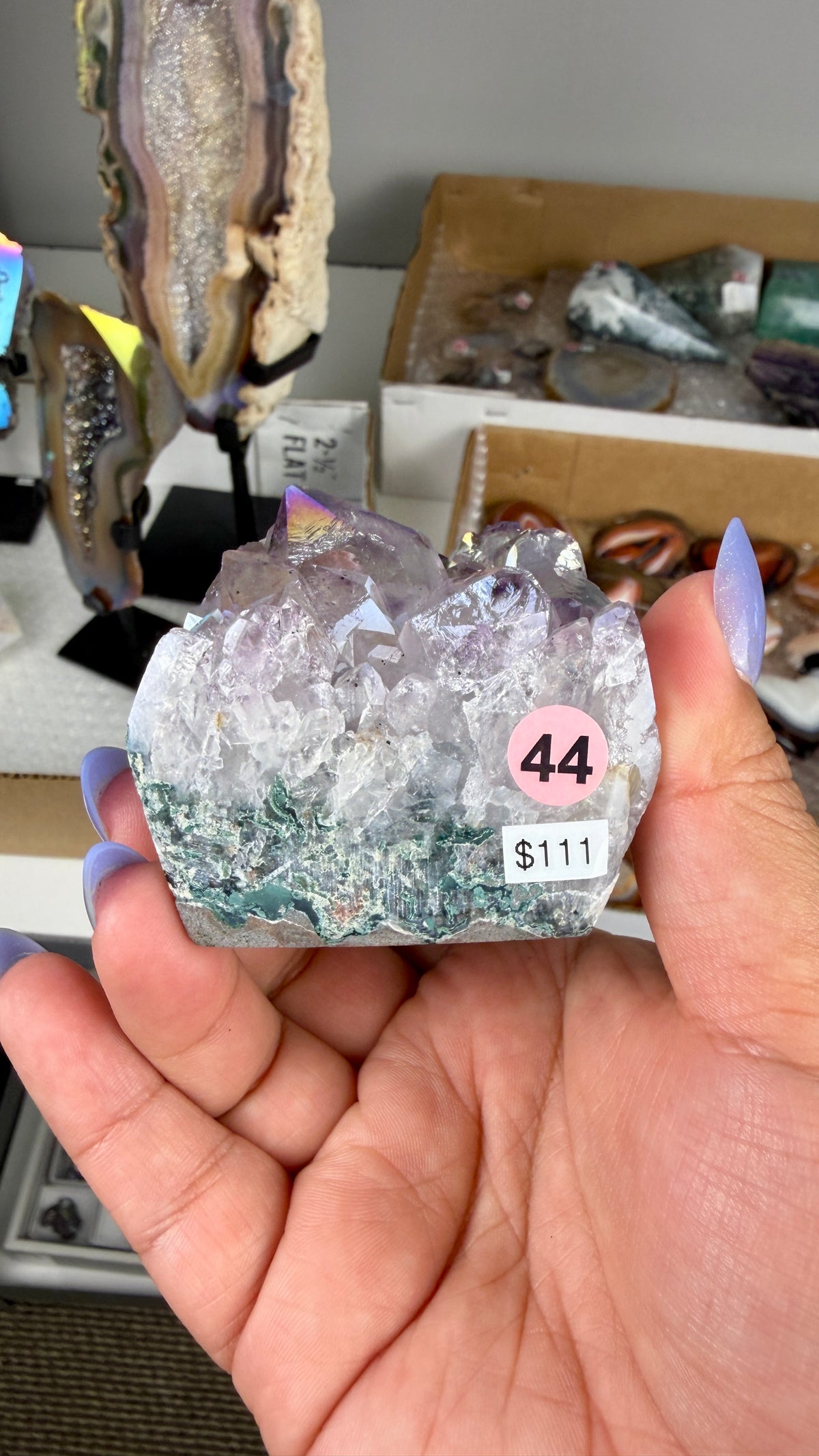 Gorgeous Aura Agate Tower with Druzy | Brazil | Opt 44