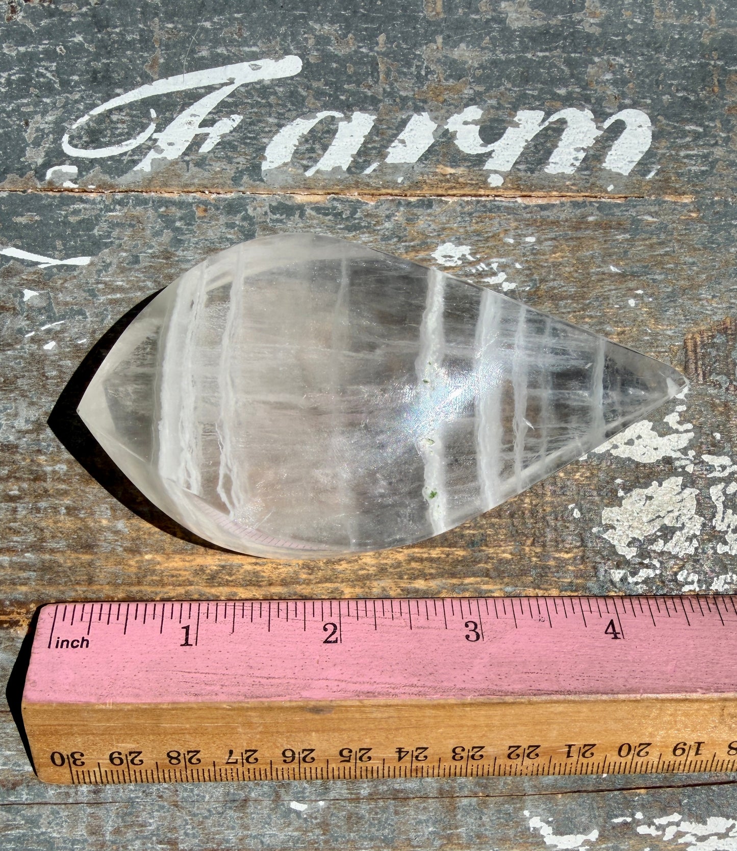 Gorgeous Clear Fluorite Flame with Stand | Opt Q