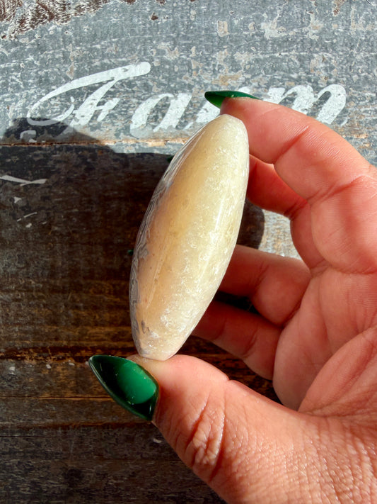 Gorgeous Crazy Lace Agate Palm Stone | Opt D