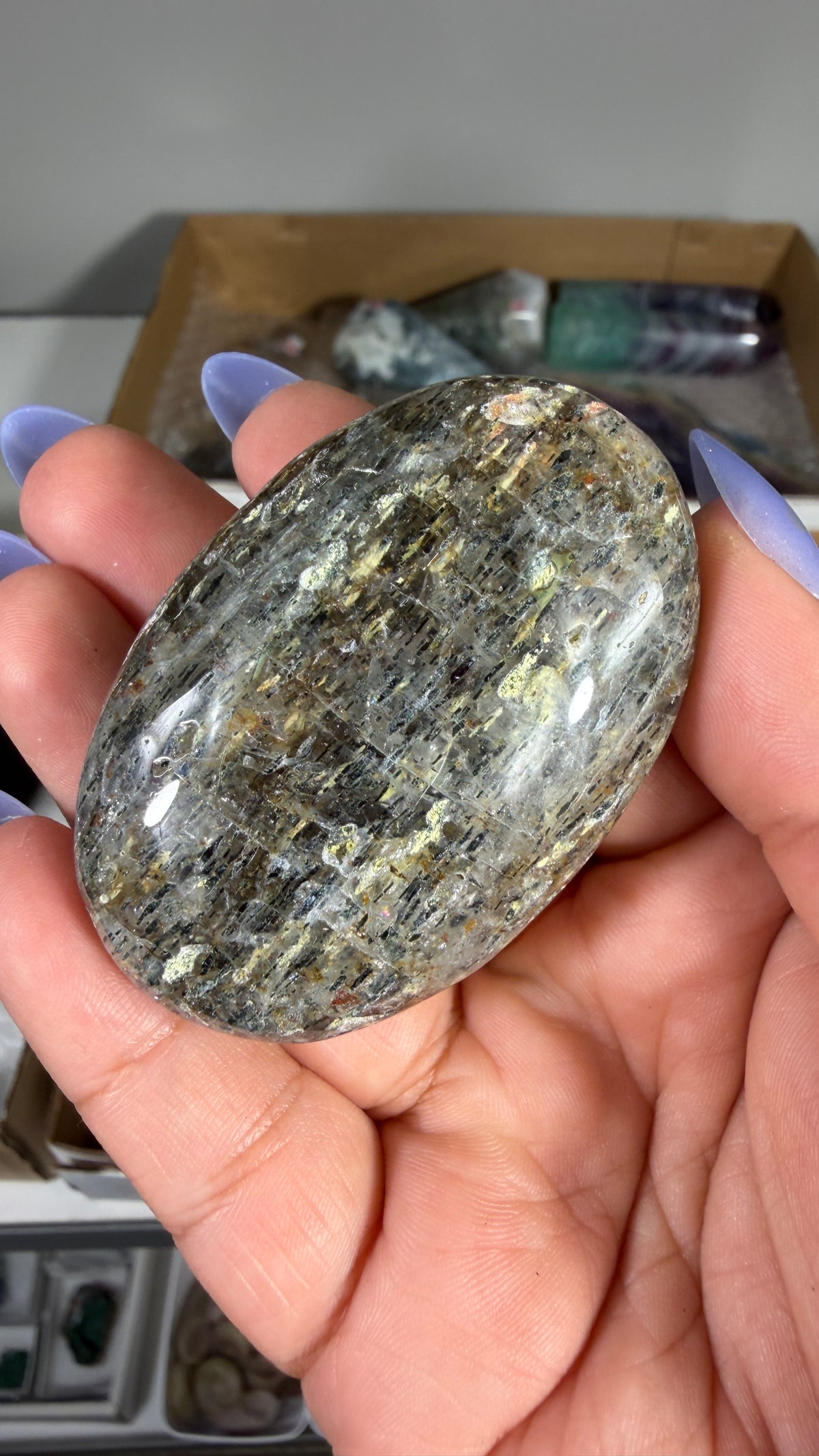 Gorgeous Green Tourmaline Palm Stone | Opt 95