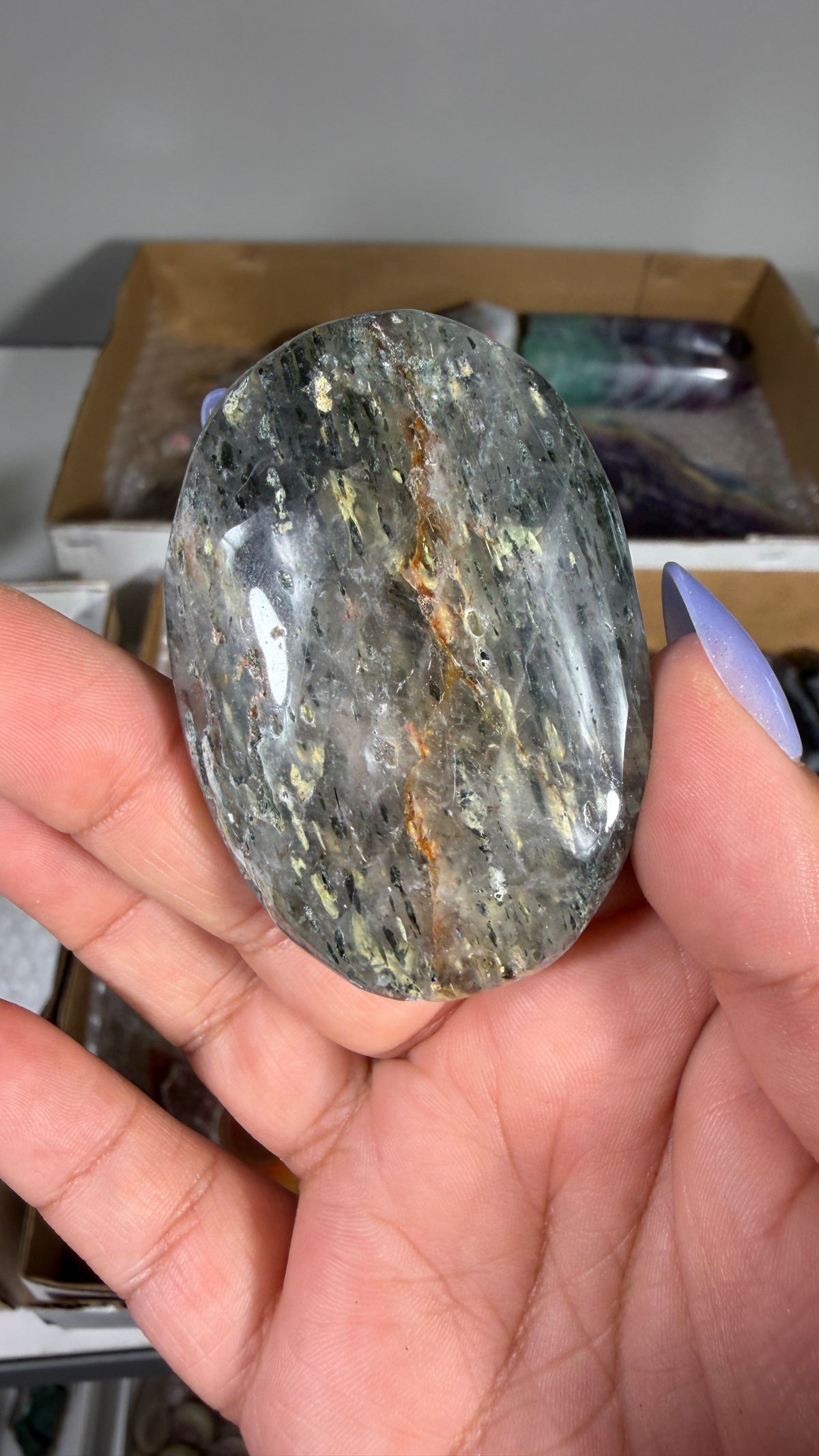 Gorgeous Green Tourmaline Palm Stone | Opt 96