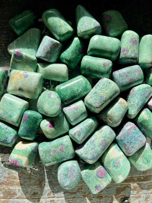 One (1) Gorgeous Green Fuchsite and Ruby Tumble from India *Tucson Exclusive*