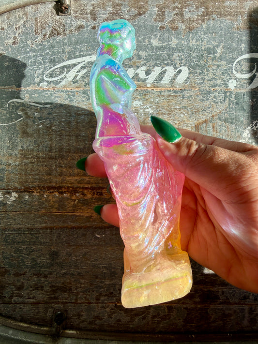 Gorgeous Aura Clear Quartz Aphrodite Carving | Opt S