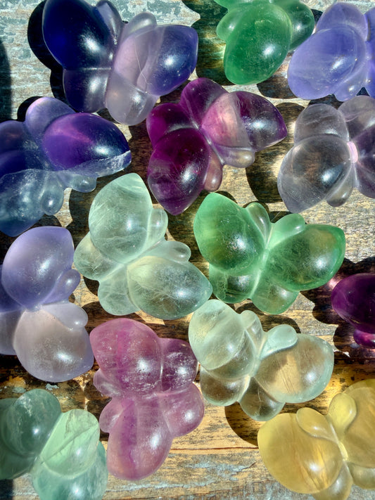 One (1) Rainbow Fluorite Puffy Butterfly | Intuitively Chosen