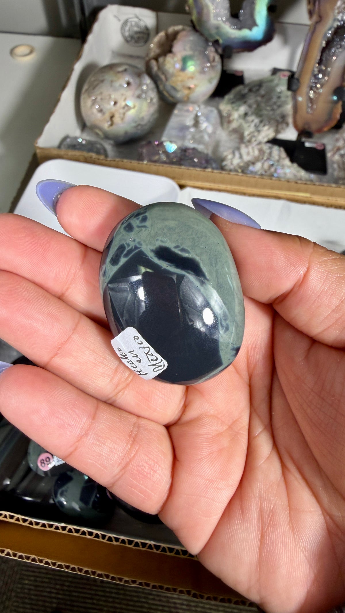 Gorgeous Spider Web Obsidian Mini Palm Stone | Opt 97