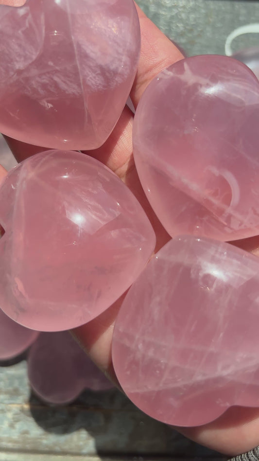 One (1) Intuitley Chosen High Grade Star Flash Rose Quartz Heart from Madagascar (VIDEO)