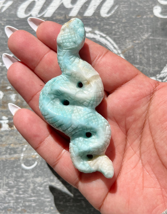Gorgeous Hand Carved High Quality Larimar Snake from the Dominican Republic! Denver Exclusive!