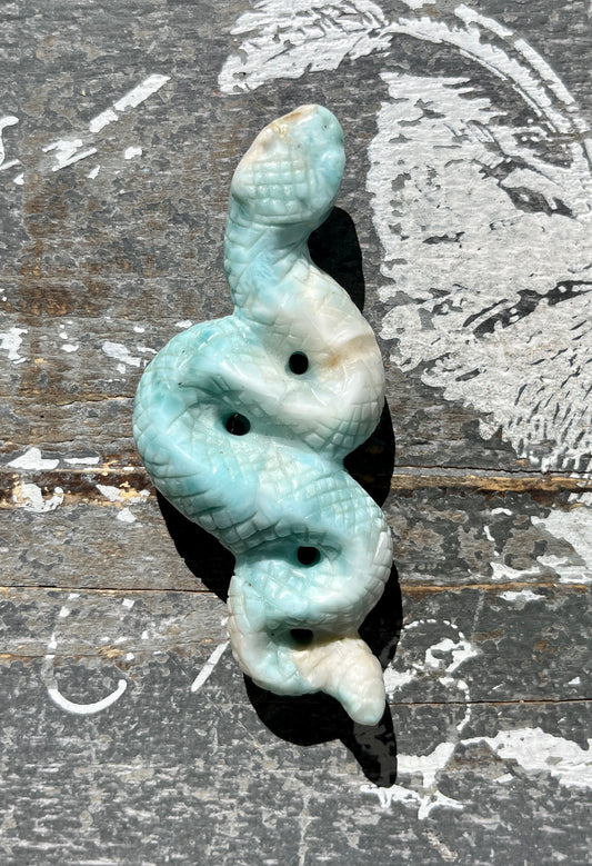 Gorgeous Hand Carved High Quality Larimar Snake from the Dominican Republic! Denver Exclusive!