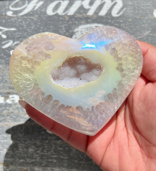 Gorgeous High Quality Agate Aura Coated Druzy Heart from Brazil