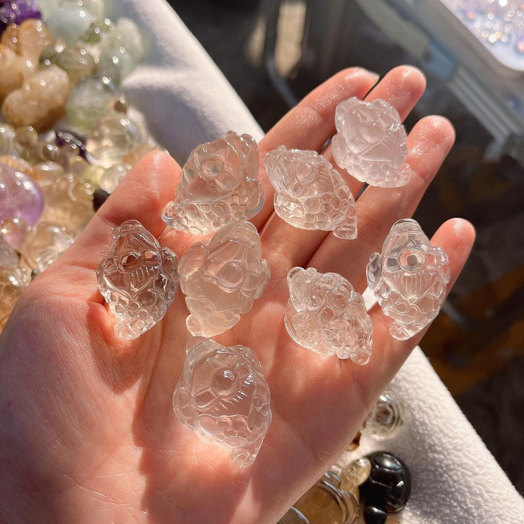 One (1) Clear Quartz Mini Money Toad, 1.5" Size, Intuitively chosen