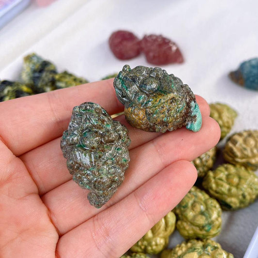 One (1) Adorable Pyrite & Emerald Mini Money Toad