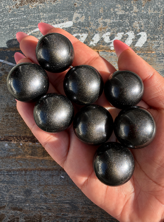 One (1) Silver Sheen Mini Sphere | Mexico | Intuitively Chosen (25mm)