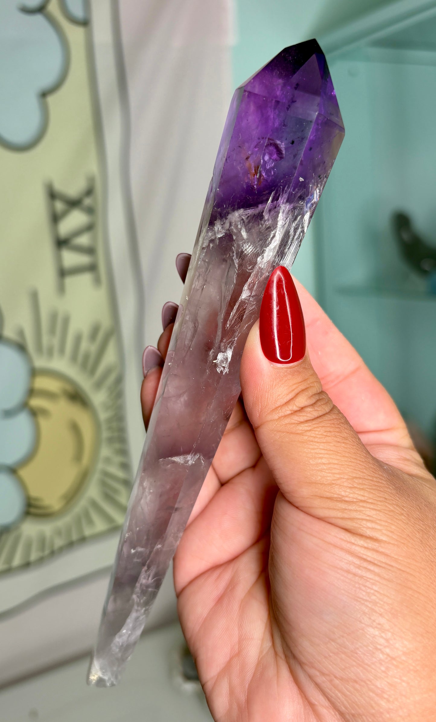 Ametrine wand from Brazil. Personal piece.