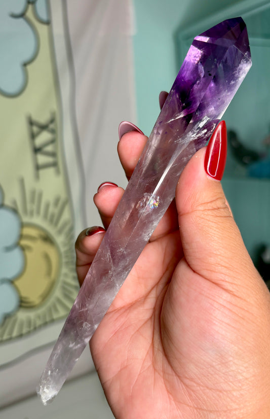 Ametrine wand from Brazil. Personal piece.