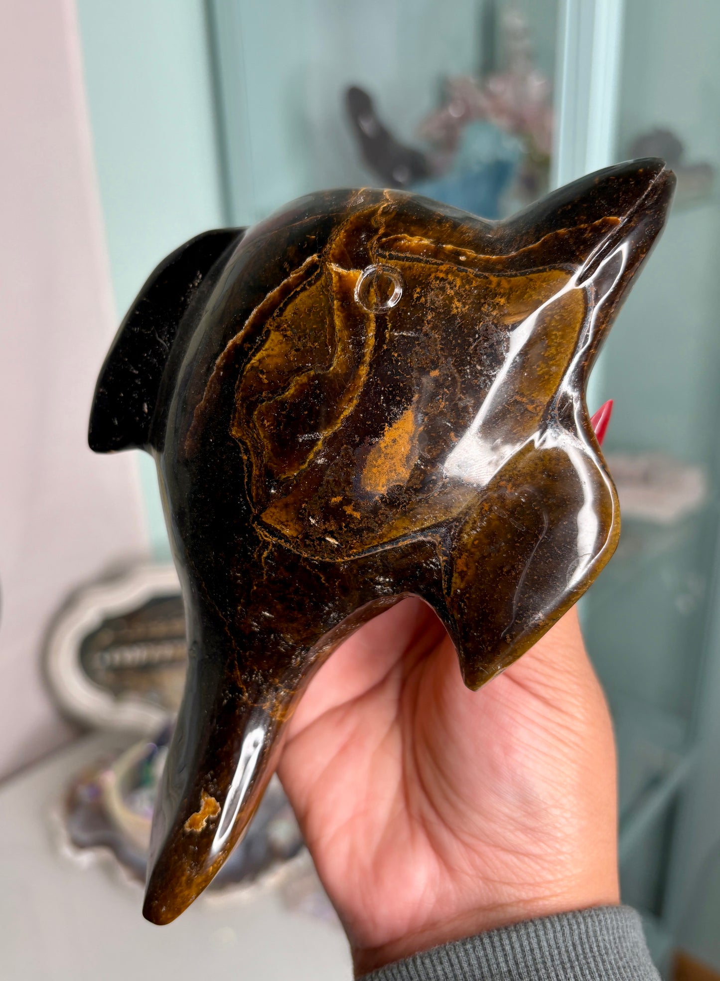 XL Tiger eye dolphin - personal piece