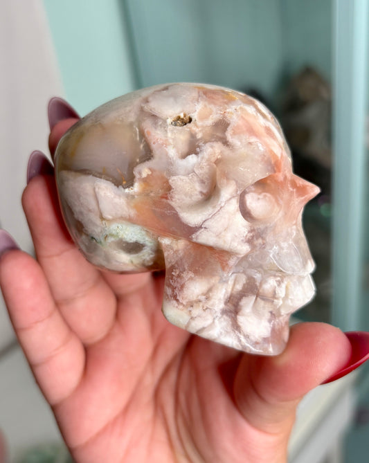 Flower agate skull - personal piece