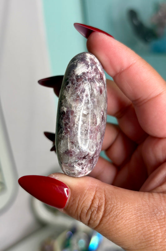 Lepidolite palm stone- personal piece