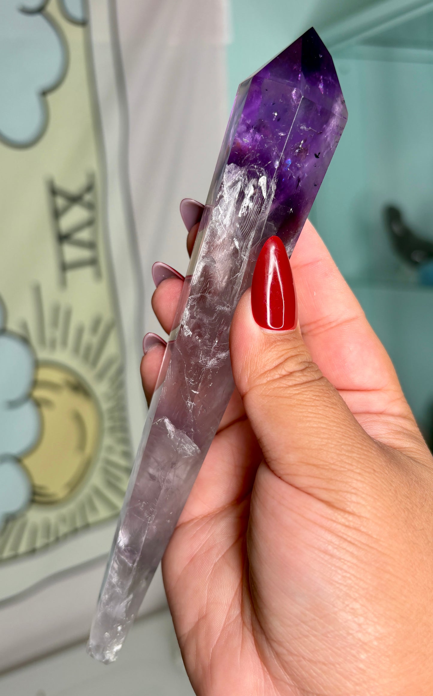 Ametrine wand from Brazil. Personal piece.