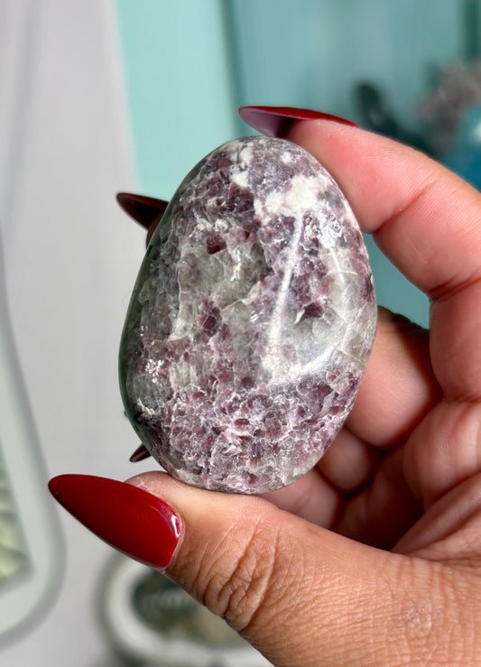 Lepidolite palm stone- personal piece